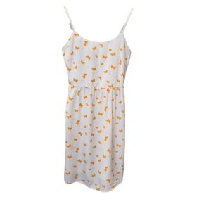 Buttons White and Orange Smocked Summer Dress